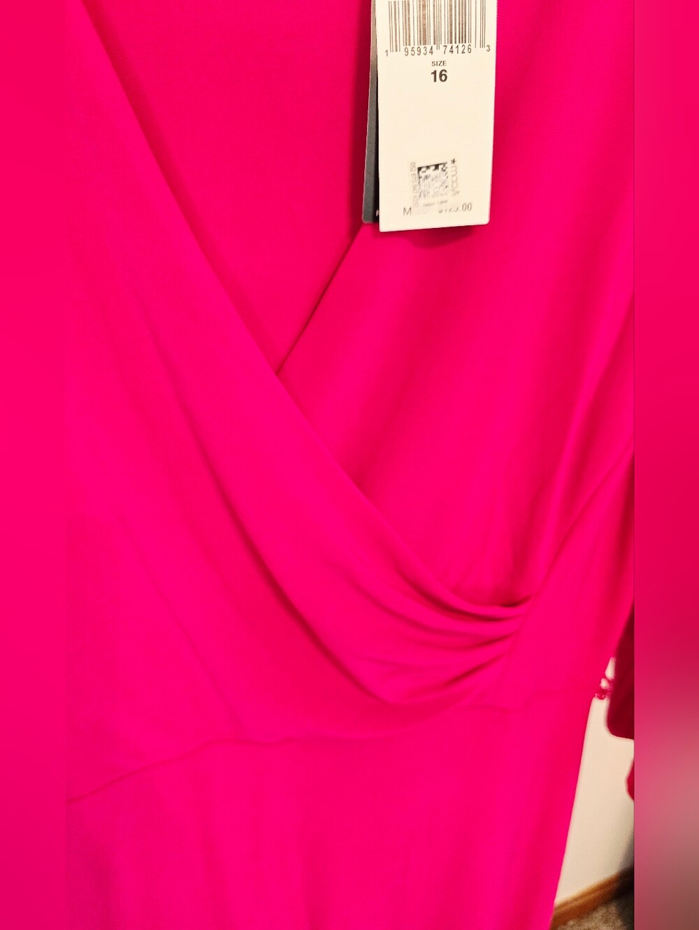 Lauren Ralph Lauren Faux Wrap Midi Dress Pink Church Career Wedding Guest Modest - Picture 5 of 6